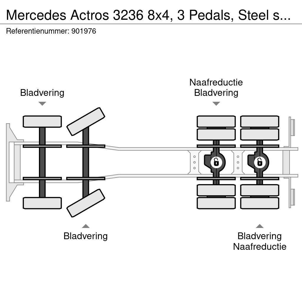 Mercedes-Benz Actros 3236 8x4, 3 Pedals, Steel suspension, Telli Camion benne