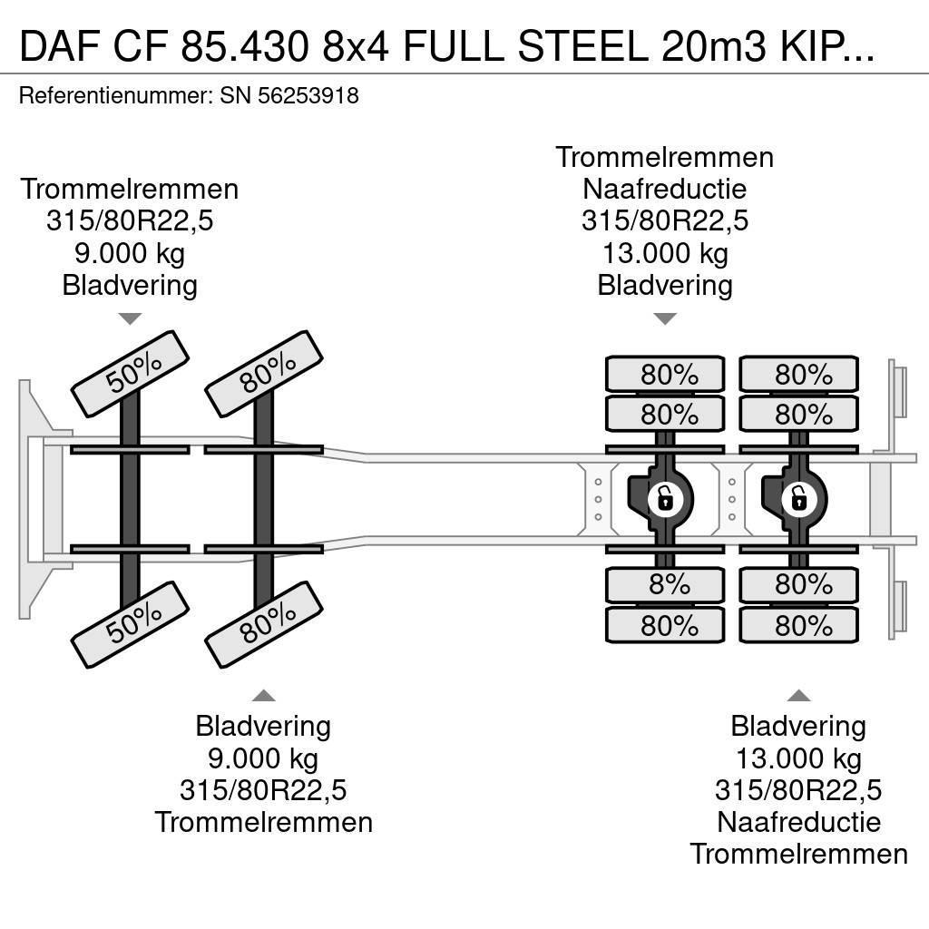 DAF CF 85.430 8x4 FULL STEEL 20m3 KIPPER (EURO 3 / ZF1 Camion benne