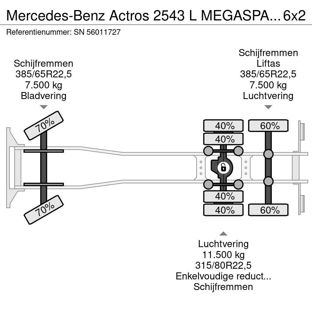 Mercedes-Benz Actros 2543 L MEGASPACE 6x2 MEILLER HOOK-ARM SYSTE Hook lift trucks