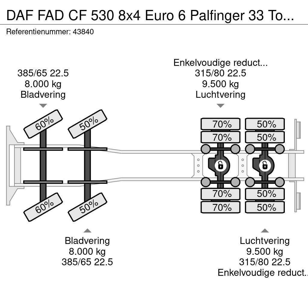 DAF FAD CF 530 8x4 Euro 6 Palfinger 33 Tonmeter laadkr Hook lift trucks