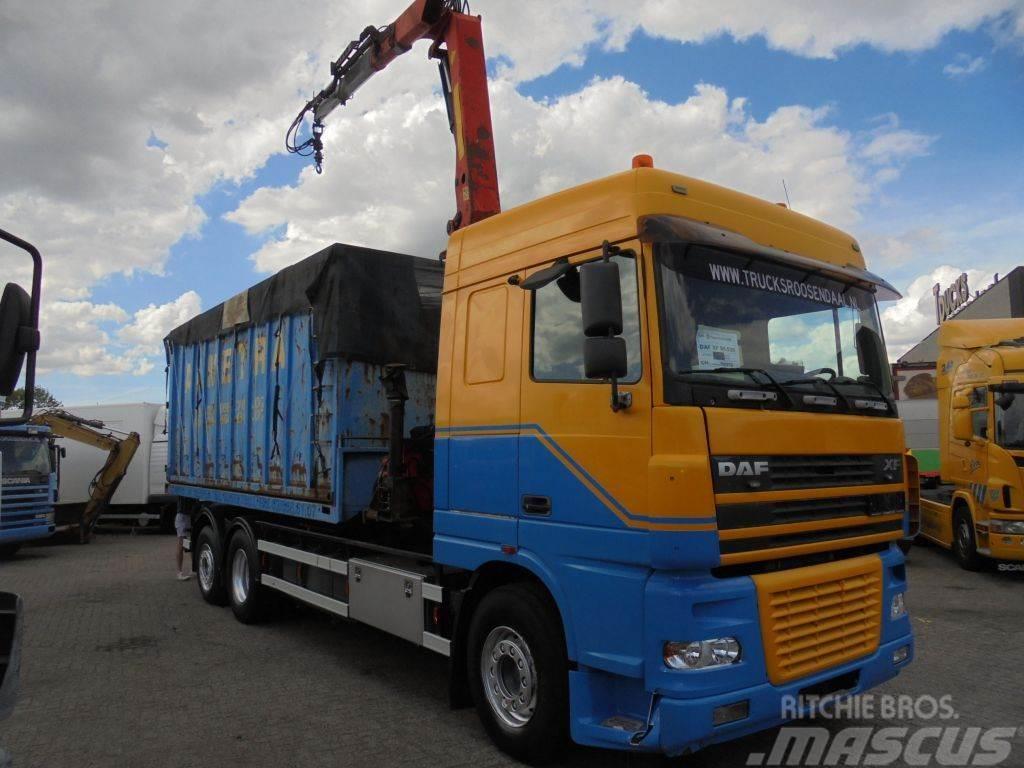 DAF XF 95.530 + hooksystem + crane palfinger 12.5 t/m+ Hook lift trucks
