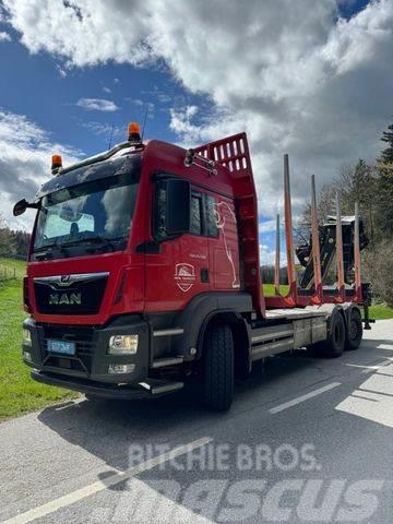 MAN TGX 33.500 4X6 HOLZ KRAN ANHÄNGER Timber trucks