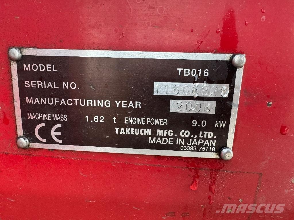 Takeuchi TB 016 Mini pelle < 7t