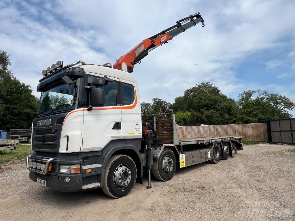 Scania R 400 Camion plateau ridelle avec grue