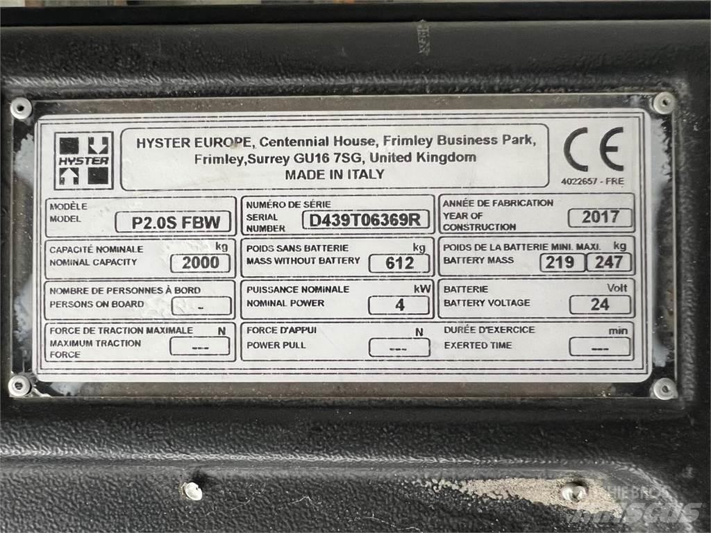 Hyster P2.0S Transpalette accompagnant