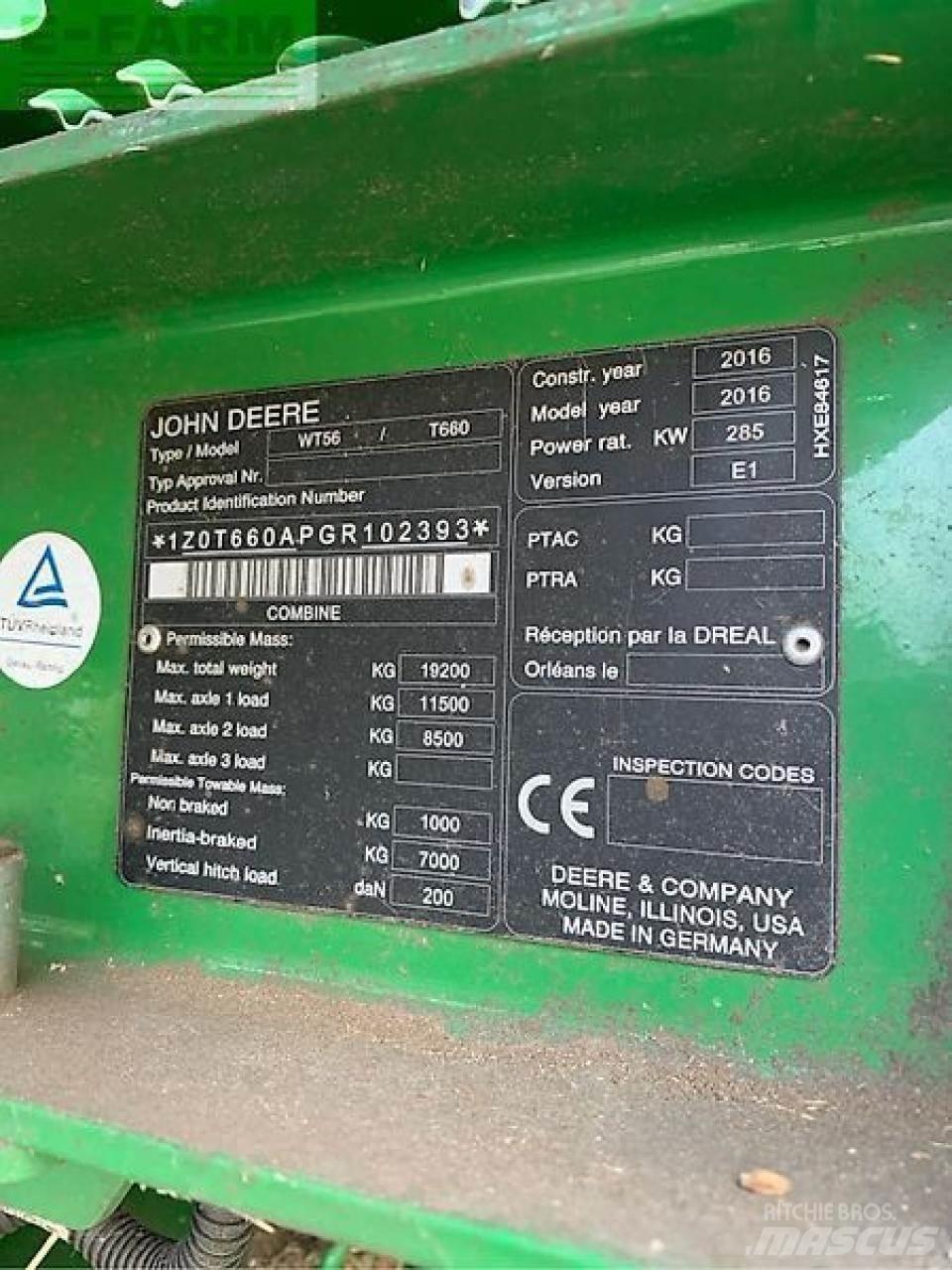 John Deere t660 Moissonneuse batteuse