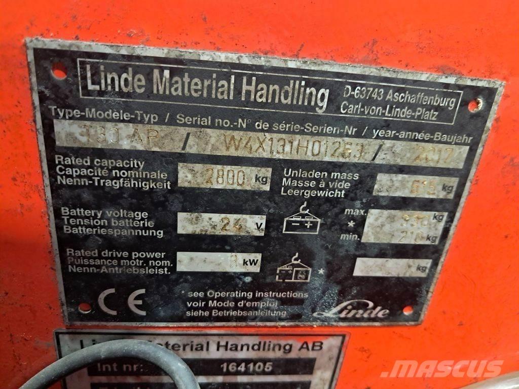 Linde T30 Transpalette accompagnant