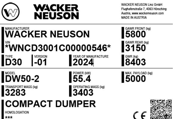 Wacker Neuson DW50-2 Mini tombereau
