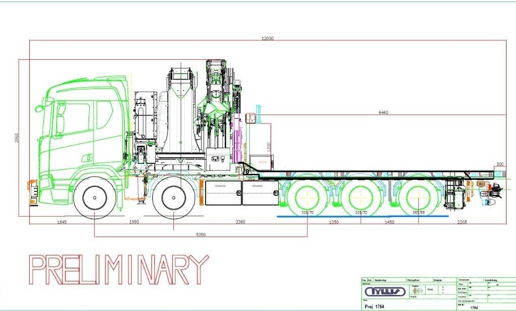Scania R660 Camion plateau ridelle avec grue