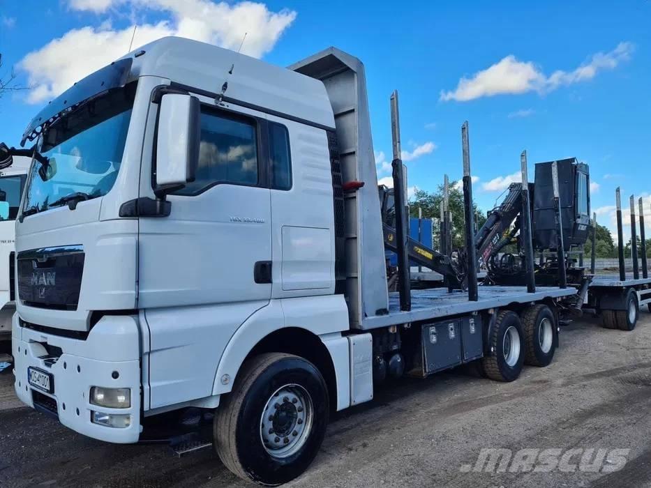 MAN TGX 33.580 Camion plateau ridelle avec grue