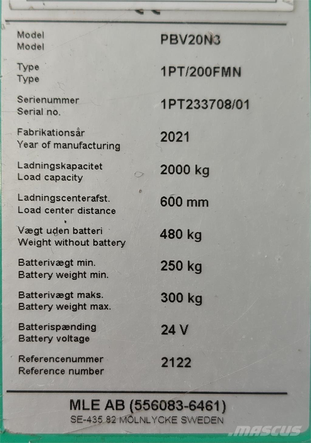 Mitsubishi PBV20N3 Chariot élévateur plateforme