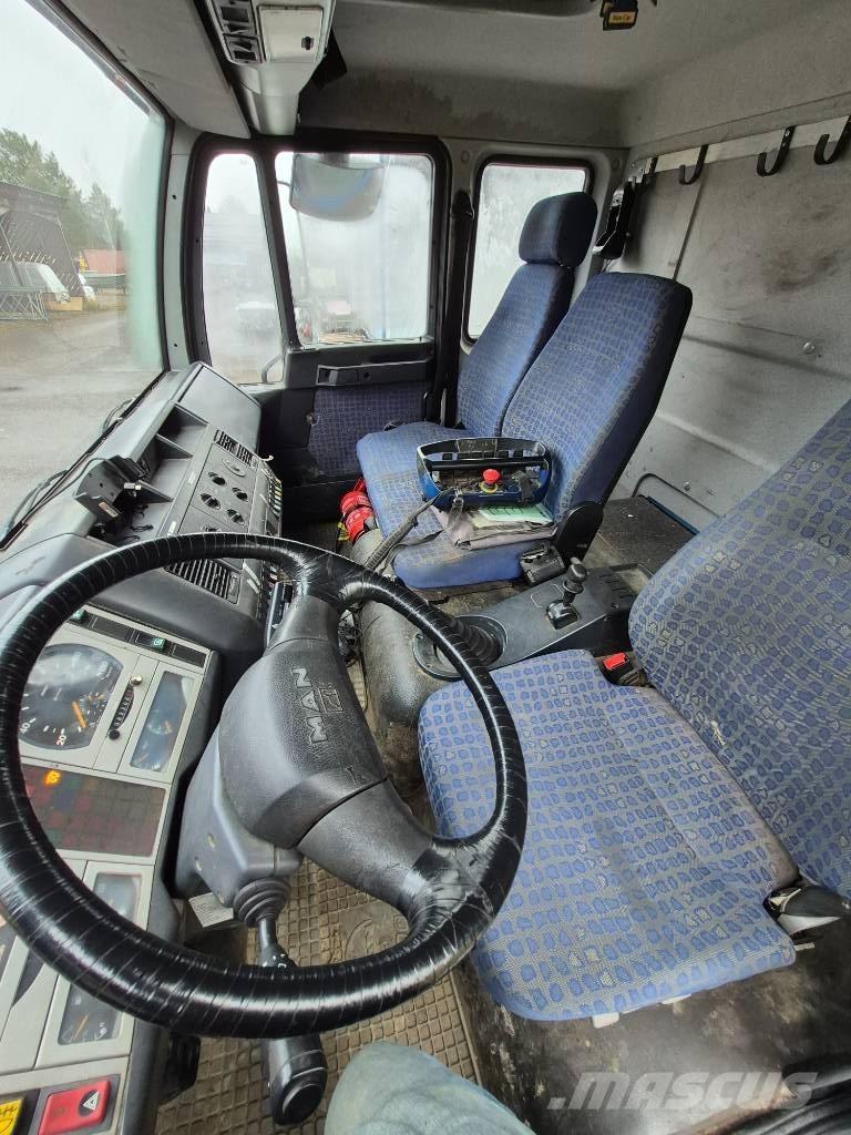 MAN LE 14.220 Camion plateau ridelle avec grue