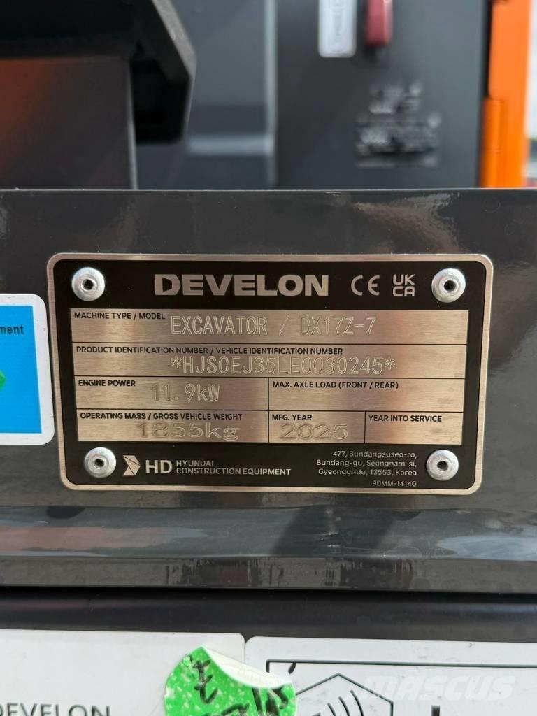 Develon DX 17 Z-7 Mini pelle < 7t