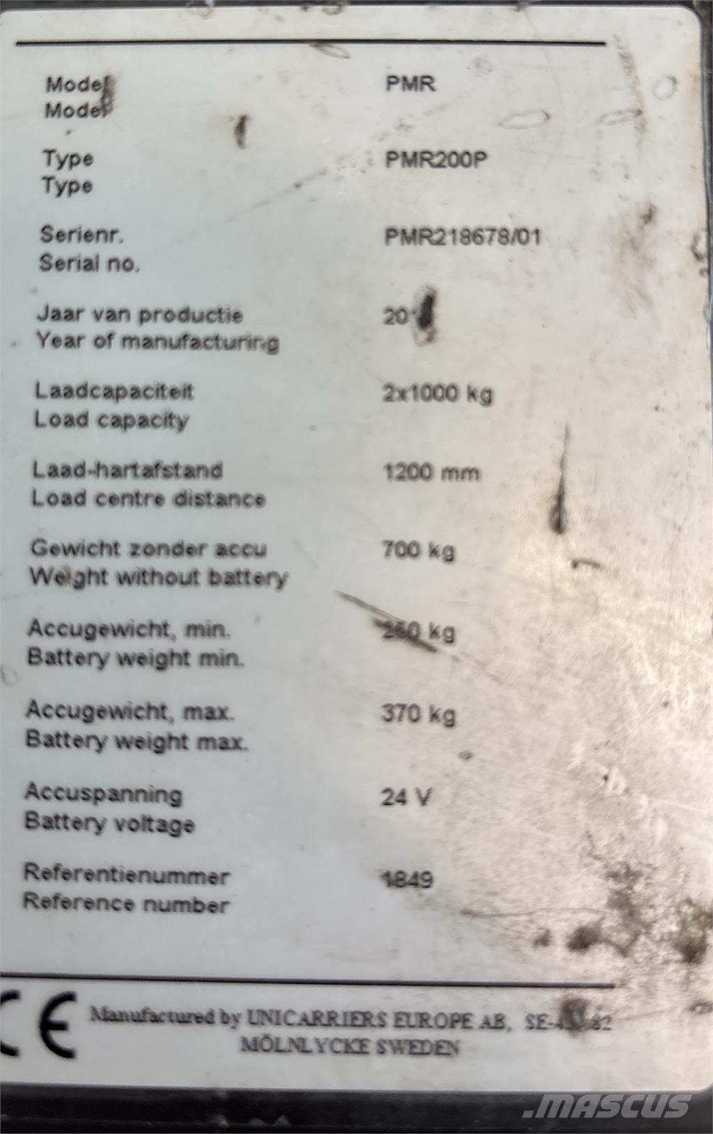 UniCarriers PMR200 Chariot élévateur plateforme