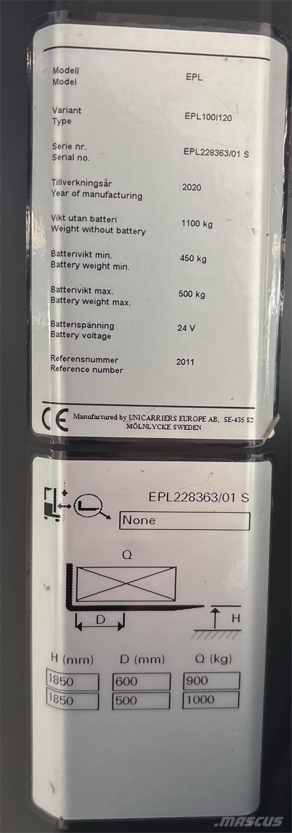 UniCarriers EPL100 Préparateur de commande au sol