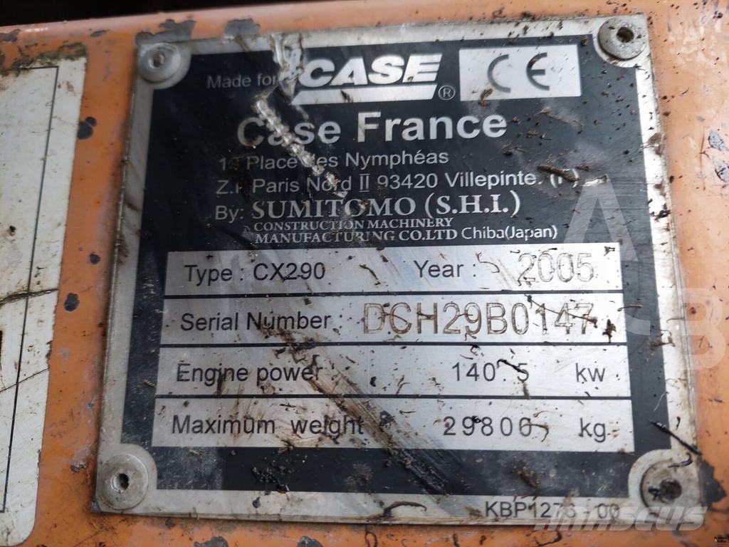 CASE CX 290 Pelle sur chenilles