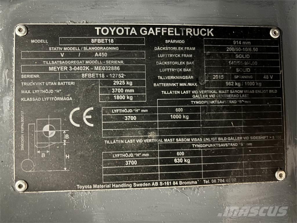 Toyota 8FBET18 Chariots élévateurs électriques