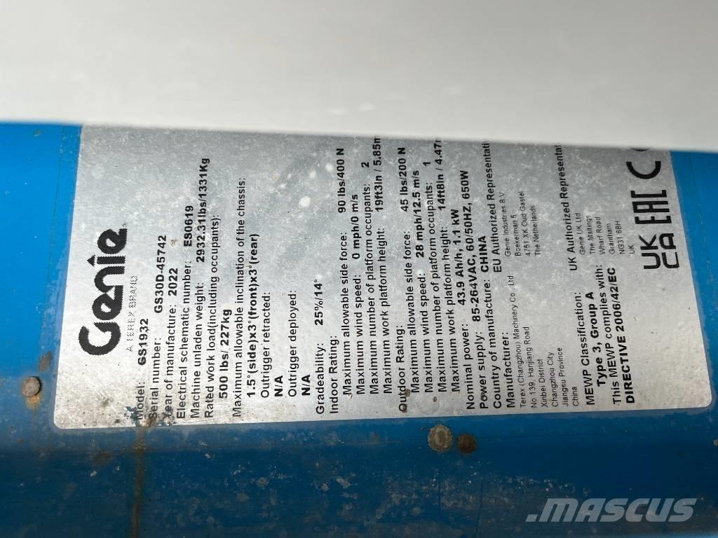 Genie GS 1930E-Drive Nacelle ciseaux