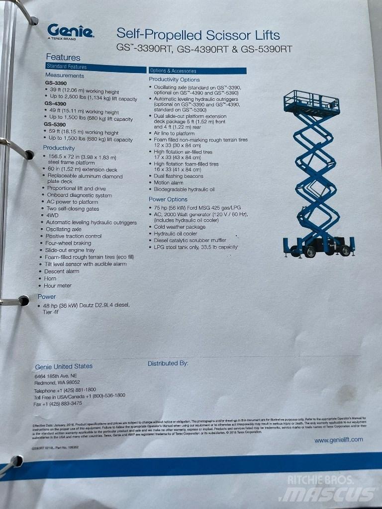 Genie GS 5390 RT Nacelle ciseaux
