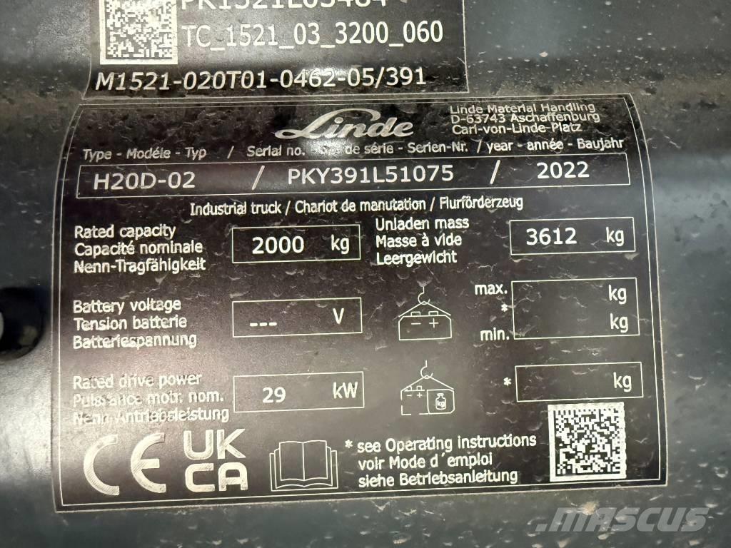Linde H20D/391-02 Chariots diesel