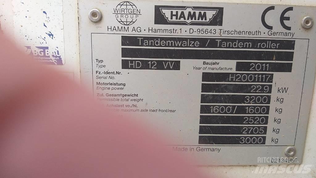 Hamm HD 12 VV Rouleaux tandem