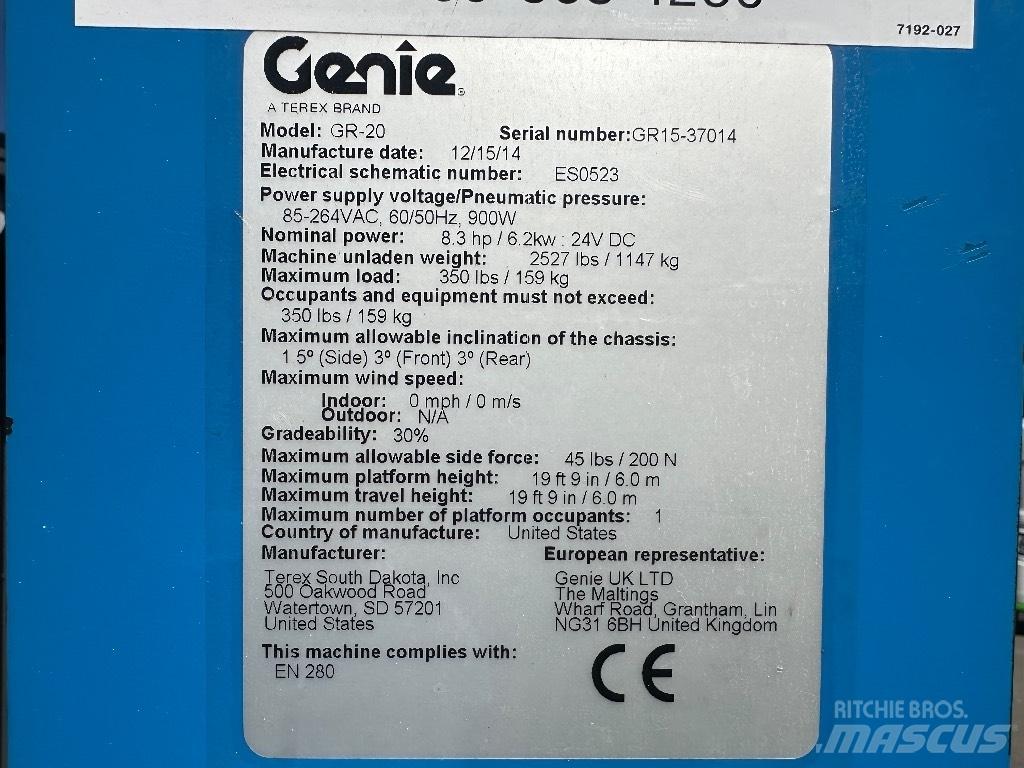 Genie GR 20 Mât vertical