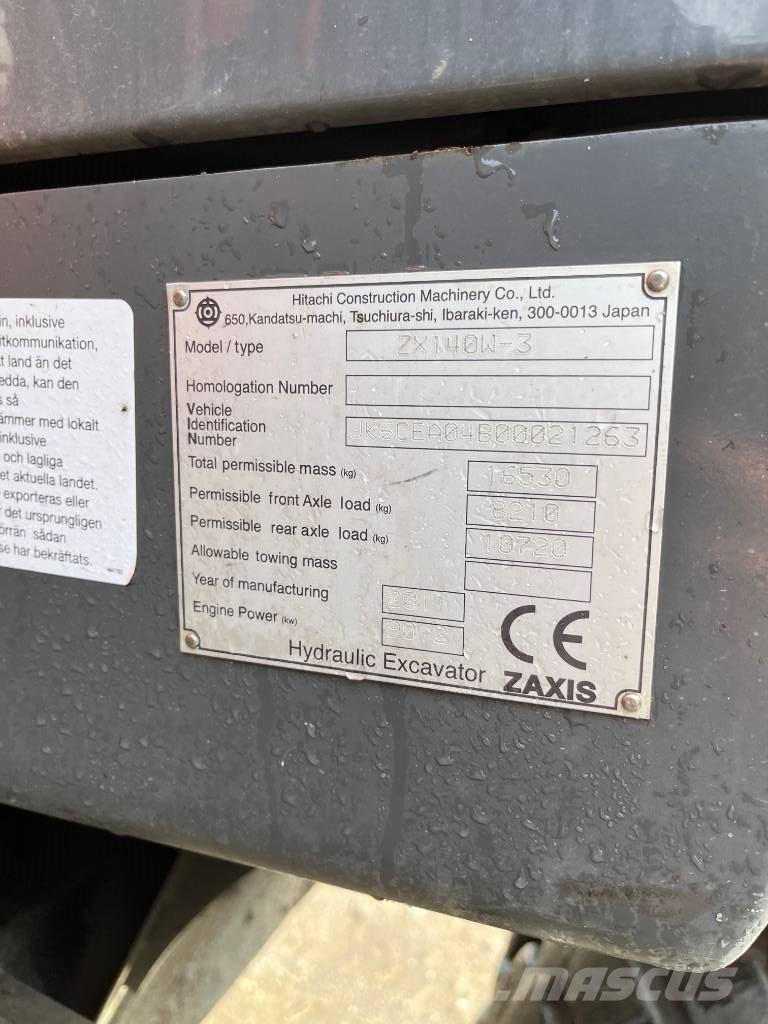Hitachi ZX140W-3 Pelle sur pneus