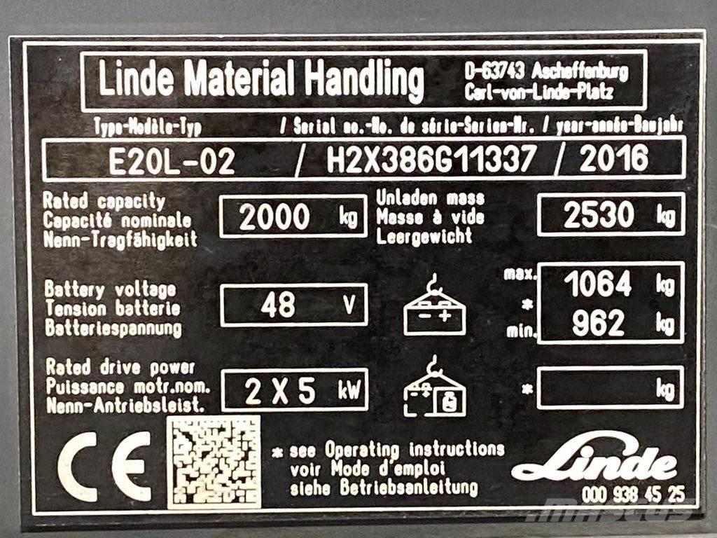 Linde E20L Chariots élévateurs électriques