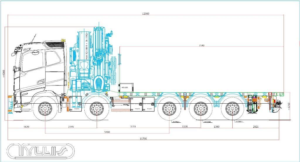 Volvo FH 13 540 Camion plateau ridelle avec grue