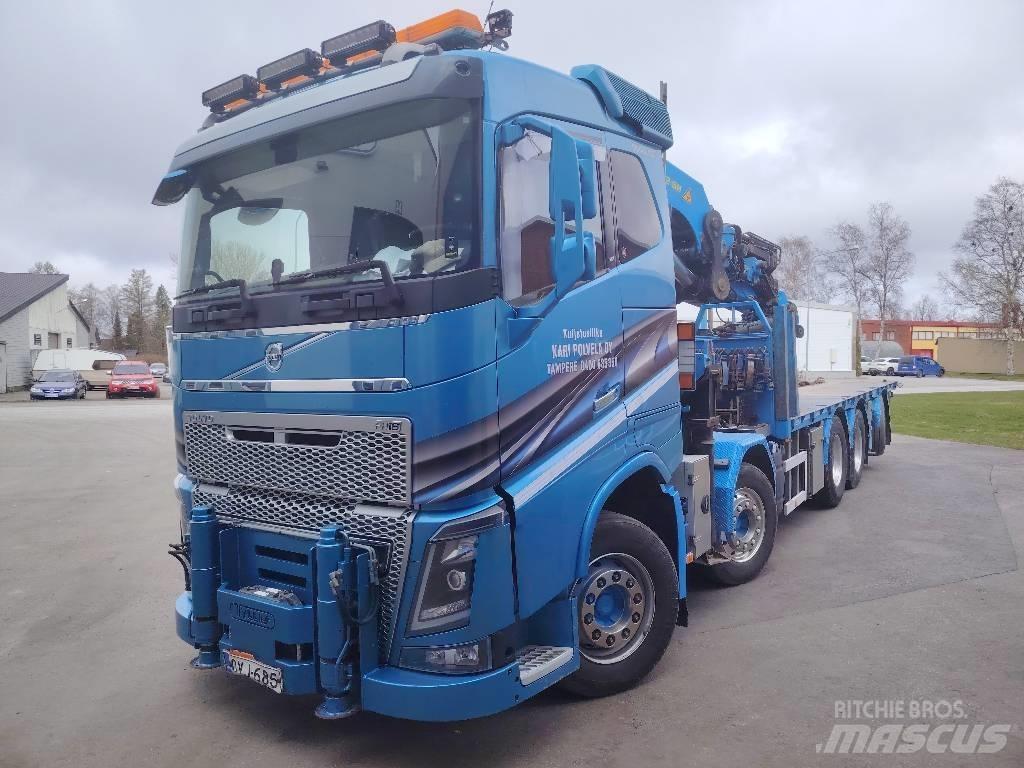 Volvo FH 16 660 Camion plateau ridelle avec grue