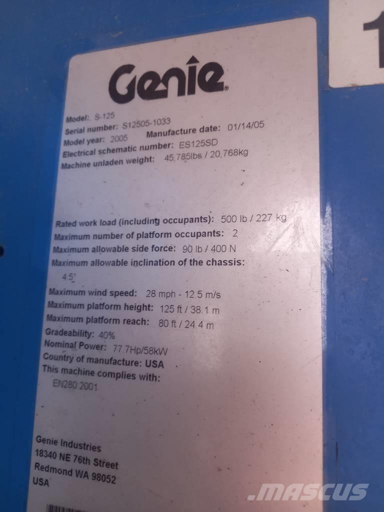 Genie S 125 Nacelles télescopiques