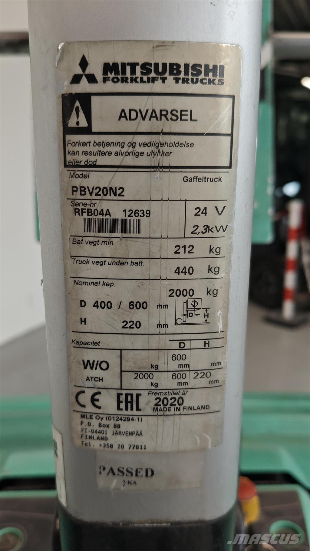 Mitsubishi PBV20N2 Chariot élévateur plateforme