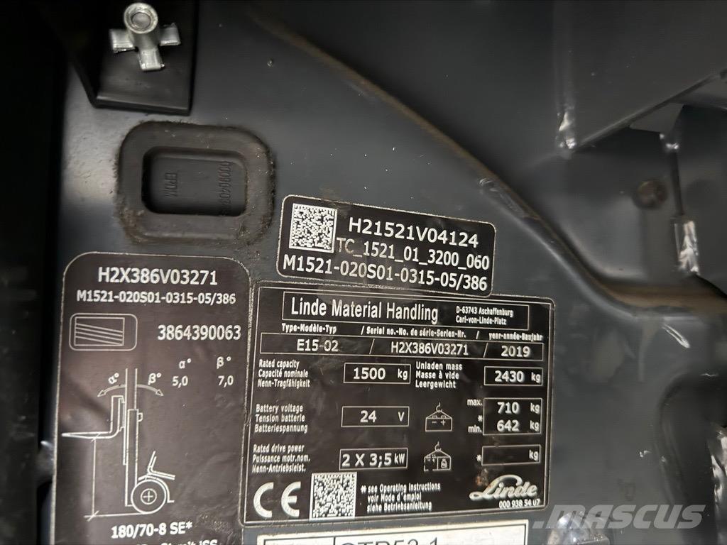 Linde E15 -02 Chariots élévateurs électriques