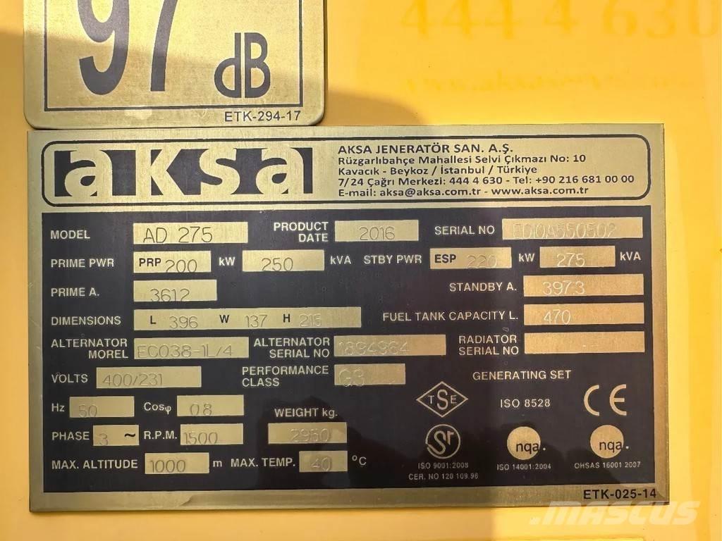 Doosan Aksa AD275 Autres générateurs