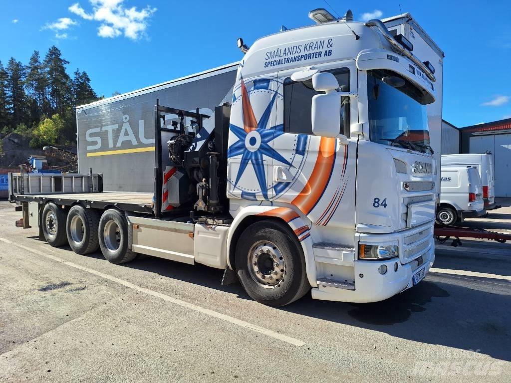 Scania G490 LB8x4*4 Camion plateau ridelle avec grue
