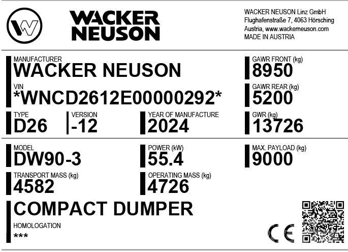 Wacker Neuson DW90-3 Mini tombereau