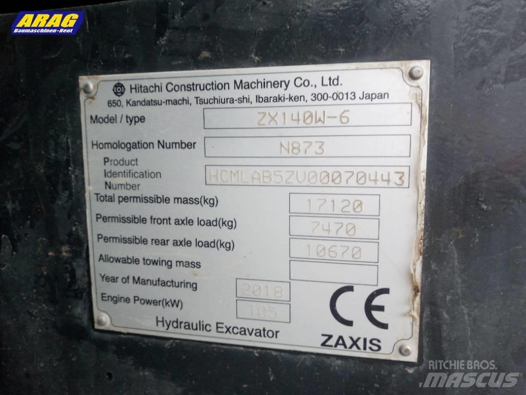 Hitachi ZX 140 W-6 Pelle sur pneus