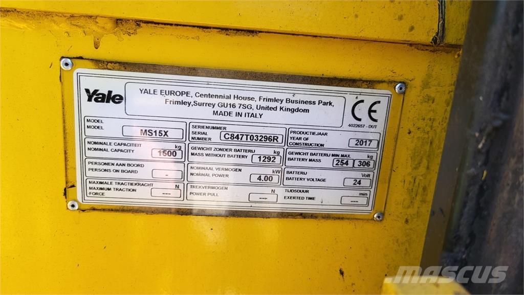 Yale MS15X 2017 Gerbeurs Automoteurs