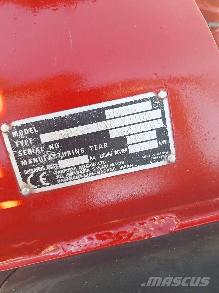 Takeuchi TB 216 Mini pelle < 7t