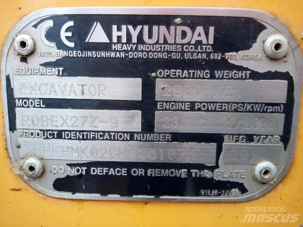 Hyundai Robex 27Z-9 Mini pelle < 7t