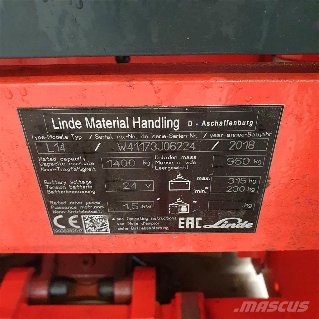Linde L14i Gerbeur accompagnant