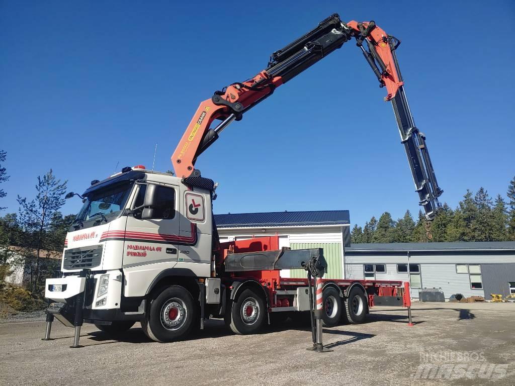 Volvo FH 460 Camion plateau ridelle avec grue