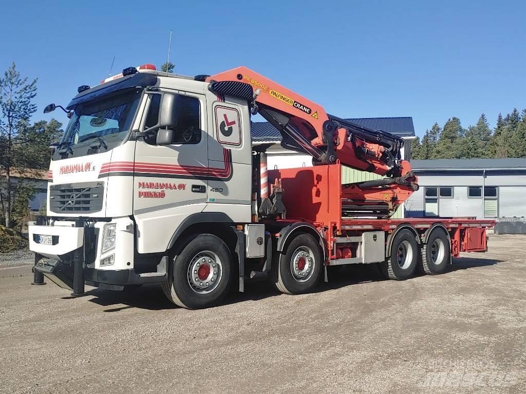Volvo FH 460 Camion plateau ridelle avec grue