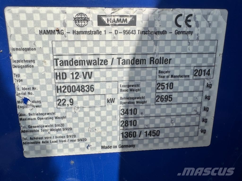 Hamm HD 12 VV Rouleaux tandem