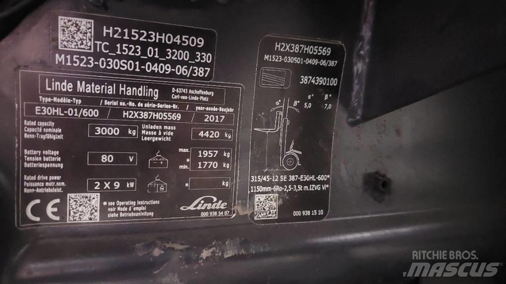 Linde E 30HL-01/600 Chariots élévateurs électriques