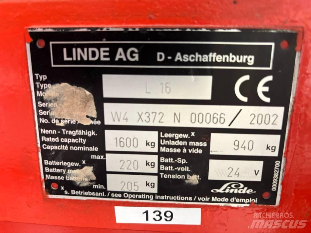 Linde L16 Gerbeur accompagnant