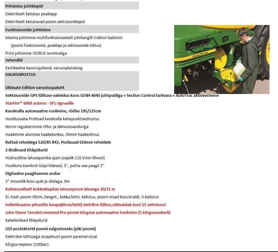 John Deere R 962i Pulvérisateurs traînés