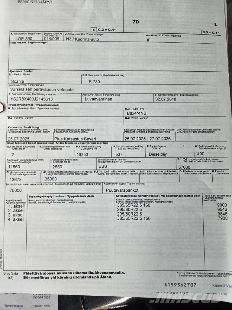 Scania R730 Camion grumier