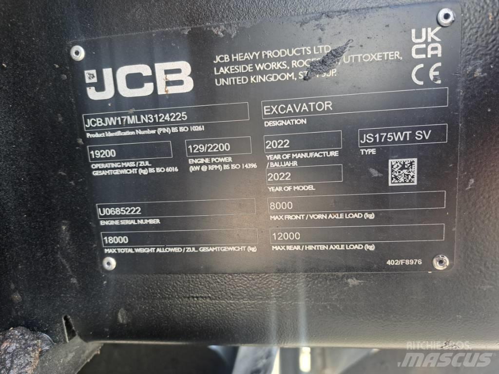 JCB JS175W TAB Pelle sur pneus
