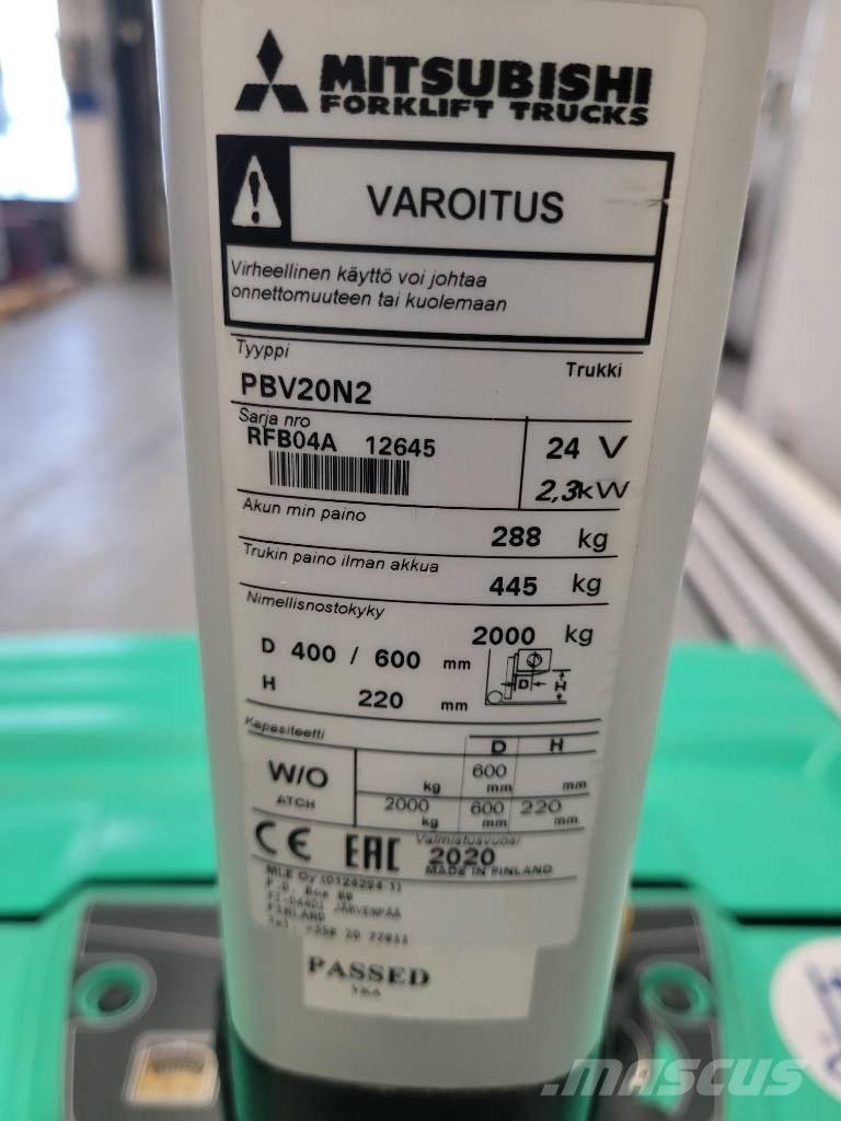 Mitsubishi PBV 20 N2 Transpalette accompagnant porté debout